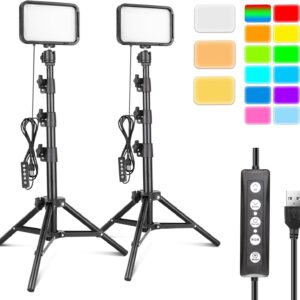 Torjim RGB Photography Video Lighting,Studio Lights with Adjustable Tripod Stand - 16 Color Lighting for Video Recording/YouTube/TikTok/Live Streaming/Make up/Vlogging