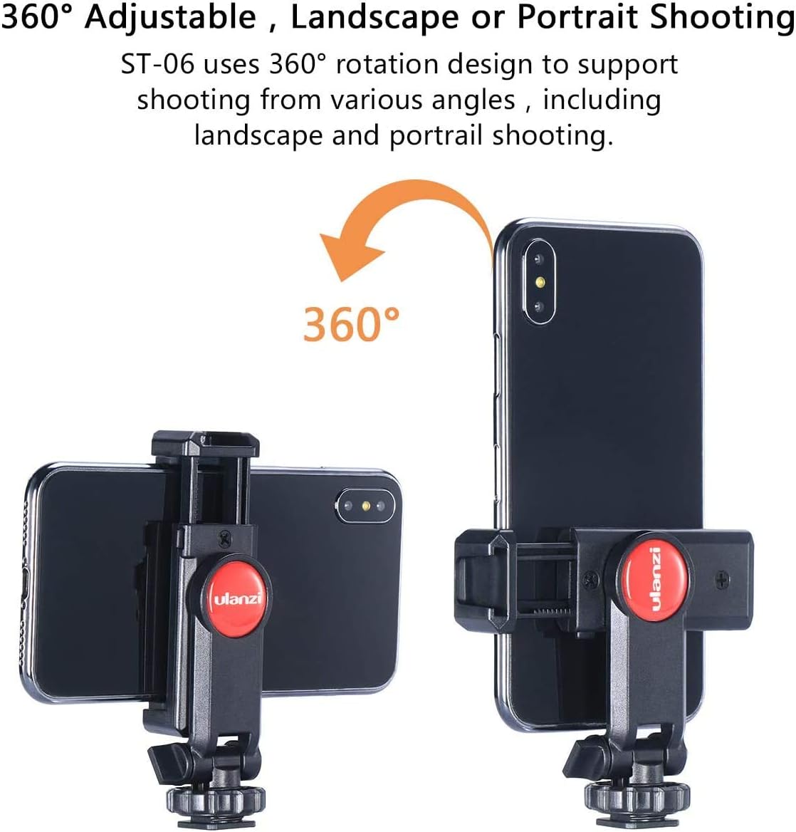 ULANZI ST-06 Camera Hot Shoe Phone Holder Flexible Phone Tripod Mount Adapter w Cold Shoe Mount for Microphone LED Light for DJI Ronin SC iPhone Samsung Canon Nikon DSLR Photography - Image 4