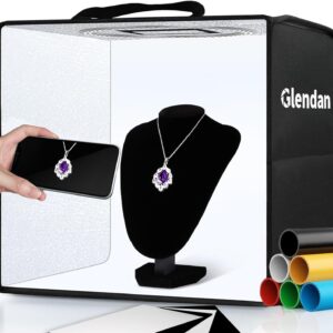 Glendan Portable Photo Studio Light Box,12"x12" Professional Dimmable Shooting Tent Kit with 112 LED Lights & 6 Backdrops for Jewelry and Small Items Product Photography