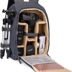 G-raphy Camera Backpack Photography DSLR SLR Backpack Waterproof with Laptop Compartment/Tripod Holder for Dslr slr Cameras (Khaki)