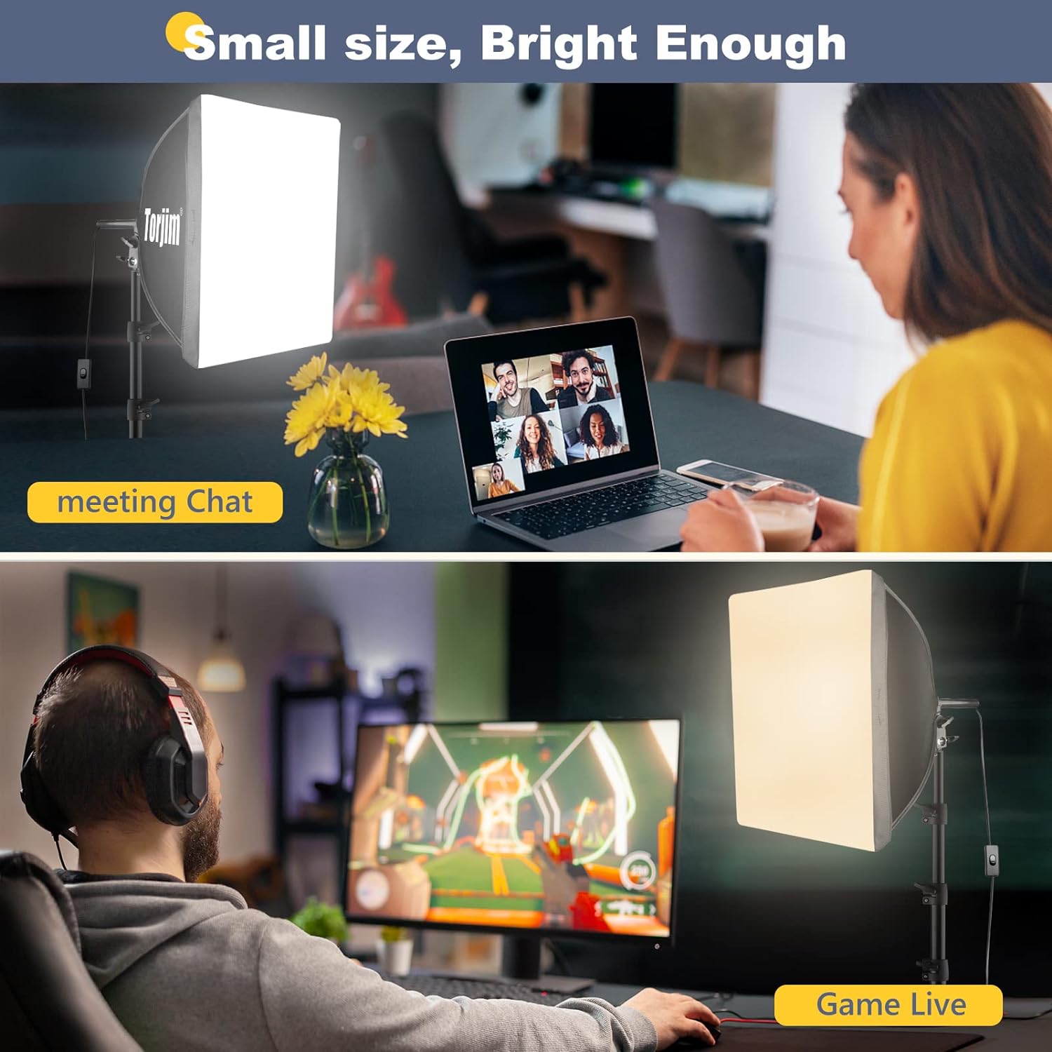 Torjim Softbox Photography Lighting Kit, 16'' x 16'' Professional Softbox Lighting Kit with 85W 3000-7500K LED Bulbs, Studio Lights for Photography/Video Recording/Live Streaming - Image 4